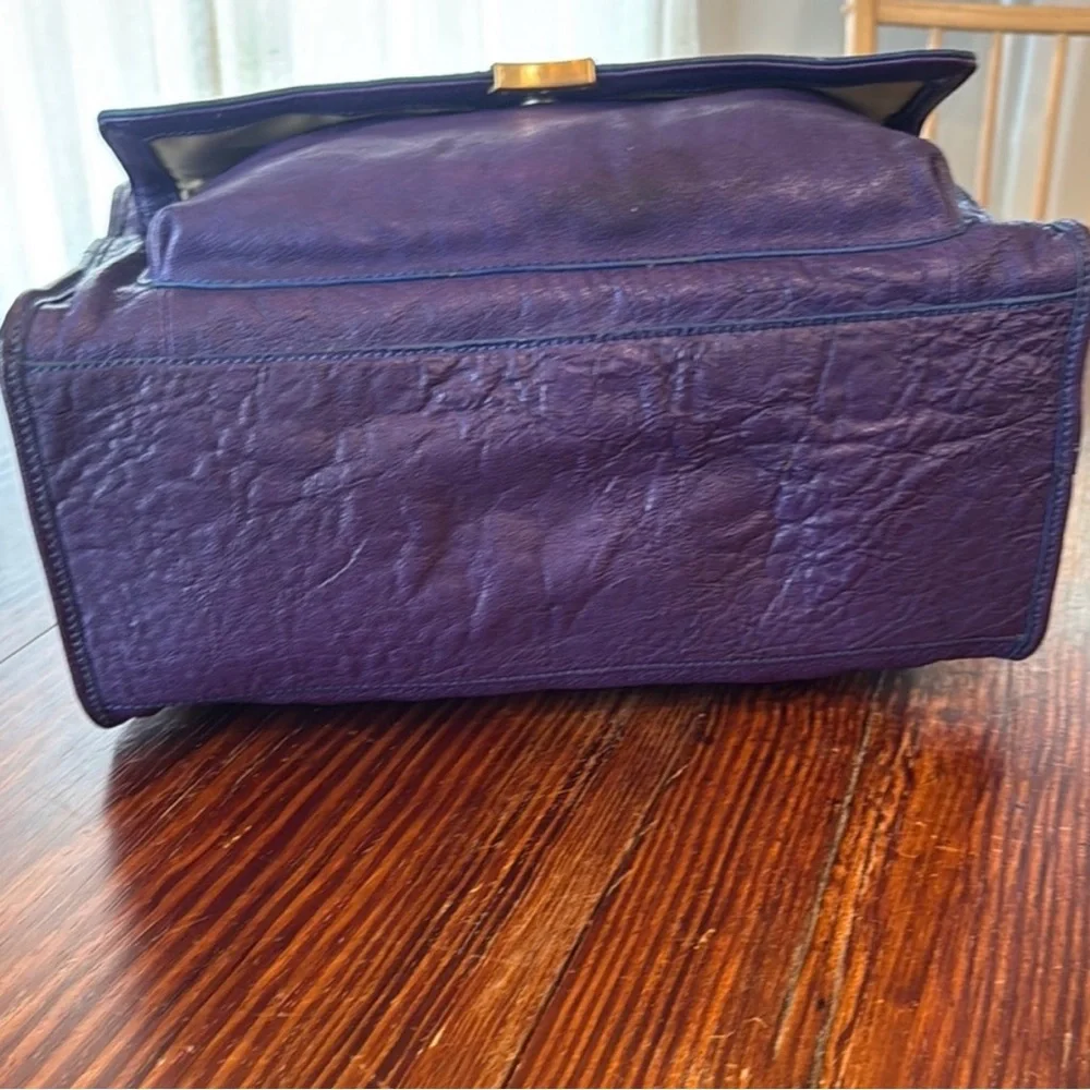 T. Tahari Purple Leather Satchel Handbag Vintage EUC